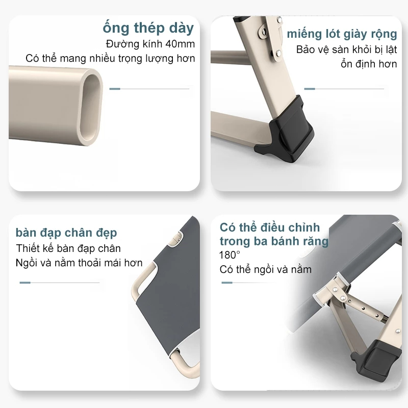 Ghế Thư Giãn Gấp Gọn Kèm Nệm Cao Cấp Và Gối Khung Giường Hợp Kim Cao Cấp Chịu Tại 200KG | BigBuy360 - bigbuy360.vn