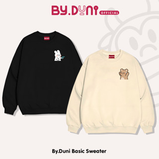 Áo Sweater cặp đôi BY.DUNI nam nữ form rộng, áo cặp bạn thân unisex vải nỉ in hình THỎ BẮN GẤU