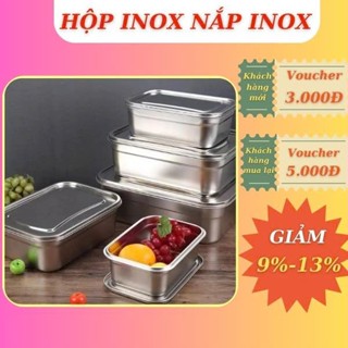 Khay Inox Bảo Quản Thức Ăn Có Nắp Inox Nhiều Kích Cỡ. Hộp Đựng Thực Phẩm Inox Cao Cấp Đa Năng