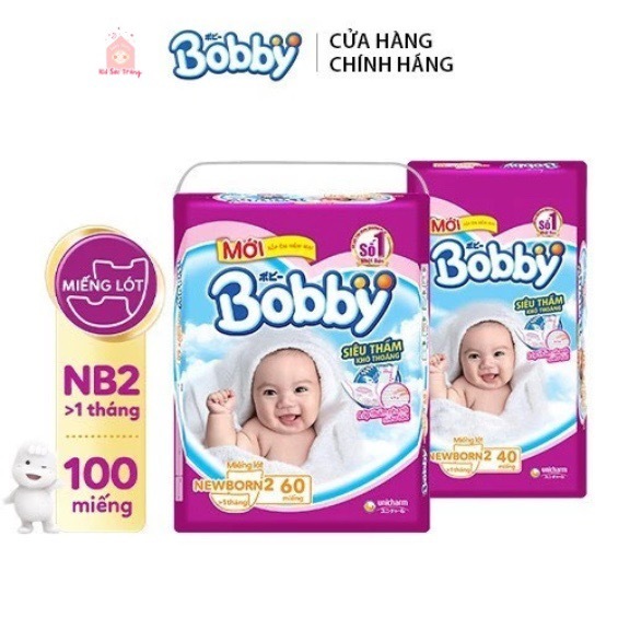 Miếng Lót Sơ Sinh Bobby NB2 60 miếng (Bé > 1 tháng)