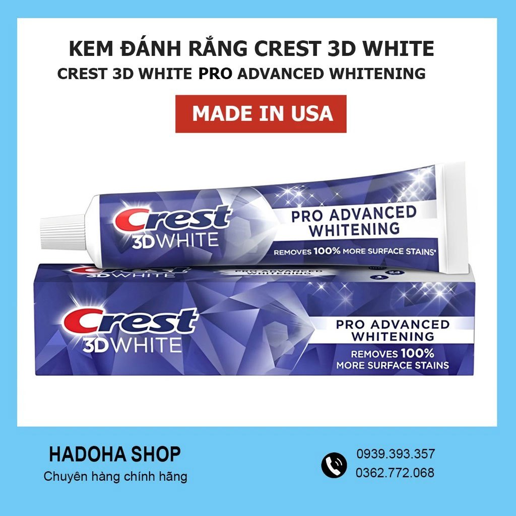Kem đánh răng Crest 3D White Pro Advanced Whitening 147g