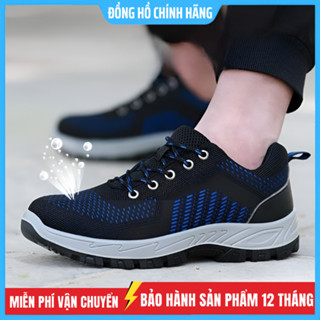 Giầy Bảo Hộ Lao Động GB-03 Xanh Kiểu Dáng Thể Thao Thoáng Khí, Chống Trơn Trượt, Chống Đinh, Chống Dập Ngón