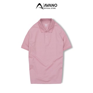 Áo thun nam có cổ màu hồng AVANO vải Cotton mắt chim không bai xù mềm mát dáng Slim trẻ trung PL01