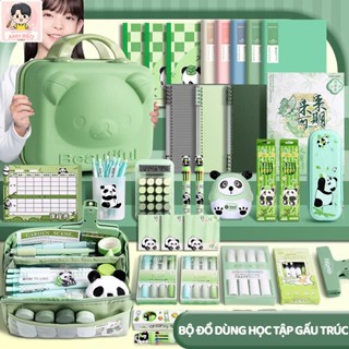  Bộ Văn Phòng Phẩm Gấu Trúc Hộp Bút Bút Chì Gọt Chì - Bộ Đồ Dùng Học Tập Quà Tặng Dễ Thương 