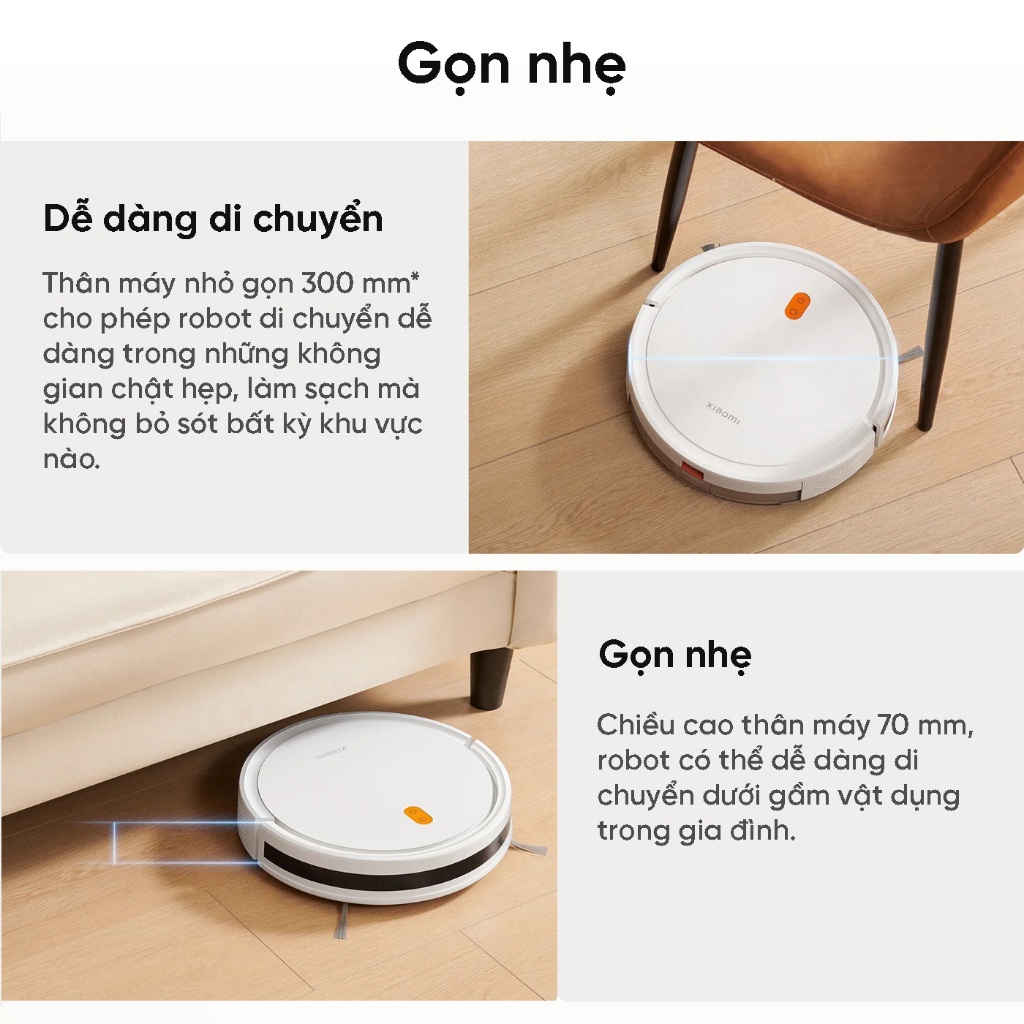 Robot Hút Bụi Lau Nhà Xiaomi Robot Vacuum E5 - Lực hút 2000Pa, 150m2 - Ba Cấp Độ Hút | BigBuy360 - bigbuy360.vn