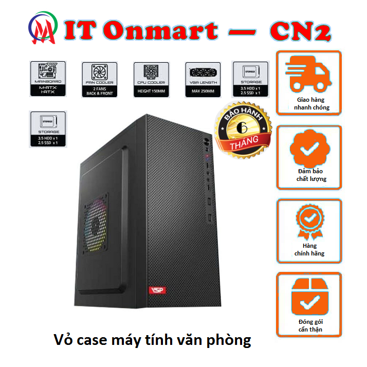 [Giá rẻ dủy diệt] Vỏ Case máy tính VSP V2894 thùng máy tính văn phòng nhỏ gọn hỗ trợ M-ATX/I-ATX