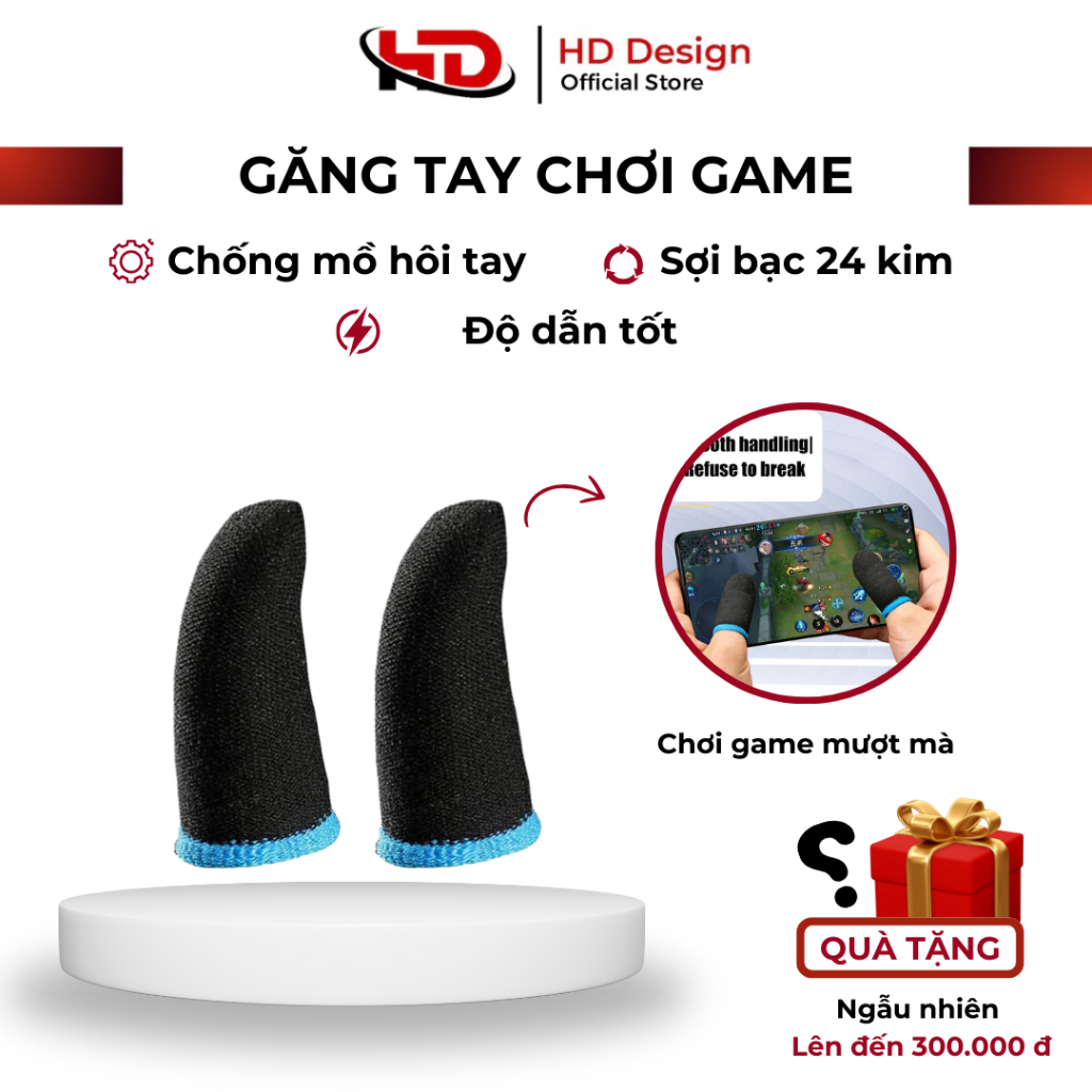 Găng Tay Chơi Game Chống Mồ Hôi Tay Sợi Bạc 24 Kim - Chính Hãng HD DESIGN