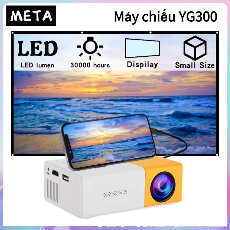 Máy chiếu mini YG300 dễ dàng kết nối với USB, thẻ nhớ, máy tính bảng, máy tính xách tay