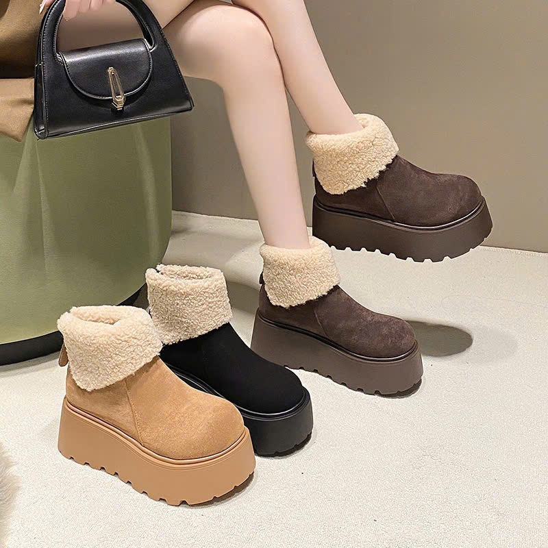 Giày Boost đi tuyết nữ cổ cao lót lông siêu ấm đế độn phù hợp mang khi trời lạnh B008 - Anh Store