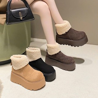 Giày Boost đi tuyết nữ cổ cao lót lông siêu ấm đế độn phù hợp mang khi trời lạnh B008 - Anh Store