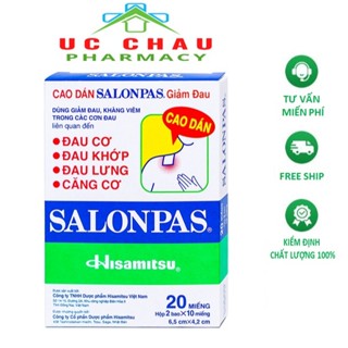 Cao dán Salonpas - Hộp 10, 20, 40 miếng -  dán giảm đau nhanh, giãn cơ, đau chơi thể thao hiệu quả