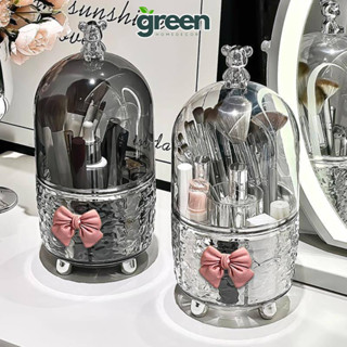  Hộp đựng mỹ phẩm vân kim cương xoay 360 có nắp chống bụi Hộp đựng cọ trang điểm trong suốt cao cấp 