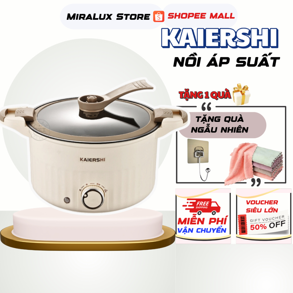 Nồi Áp Suất Đa Năng KAIERSHI  Dung Tích 5L Size 24cm Công Suất 800W, 4 Chế Độ Lẩu, Hầm, Soup, Nấu Cơm VƯỢNG PHÁT GROUP
