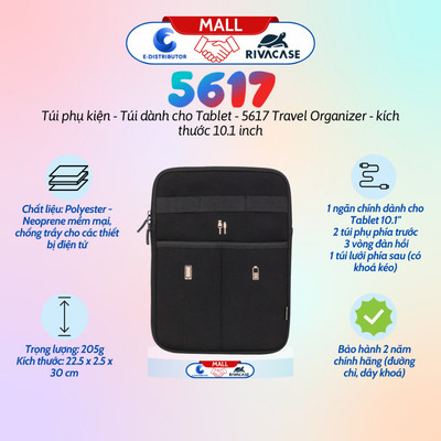 [HỎA TỐC] Túi đựng phụ kiện Rivacase 5617 dành cho Tablet kích thước 10.1 inch - Hàng chính hãng