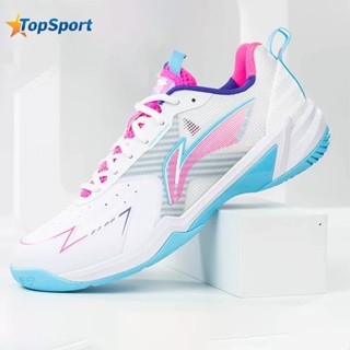 giày cầu lông lining AYZU019-2 mẫu mới màu trắng hồng phù hợp cho nữ bảo hành 12 tháng êm chân thoáng khí bám sân tốt