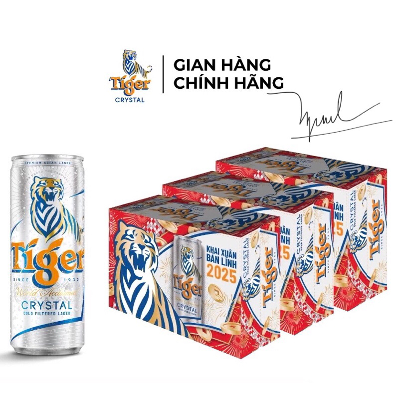 [Tốt mà Rẻ]Thùng Bia Tiger Bạc 20 Lon (Tiger Crystal) 330ml Nồng Độ 4,5% Hương Vị Êm Dịu, Kiểu Dáng 