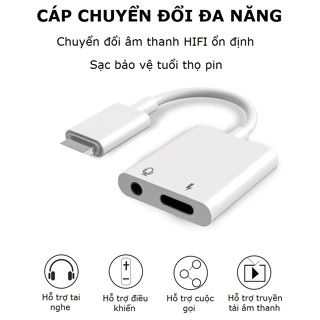  Dây Cáp Chuyển Đổi Tai Nghe Jack 3.5mm Sang I.P Kèm Cổng Sạc Nhanh - Cho iP 6 6s 7 8 Plus X XS 11 12 13 14 Pro Max 