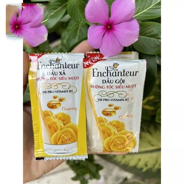 25 gói dầu gội + 25 gói dầu xả Enchanteur Charming cho tóc suôn mượt rạng rỡ dài lâu