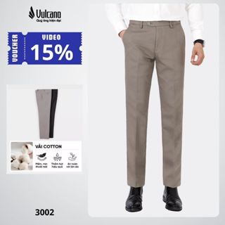 Quần kaki nam trơn Vulcano cao cấp co giãn thoải mái, phom suông đứng dáng 3002