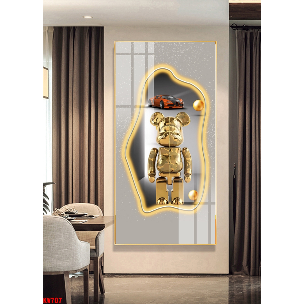 Tranh treo tường trang trí gấu KAWS bearick