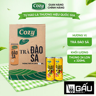 Thùng 24 Lon Trà Cozy 320ml Vị Đào Xả/Tắc Mật Ong