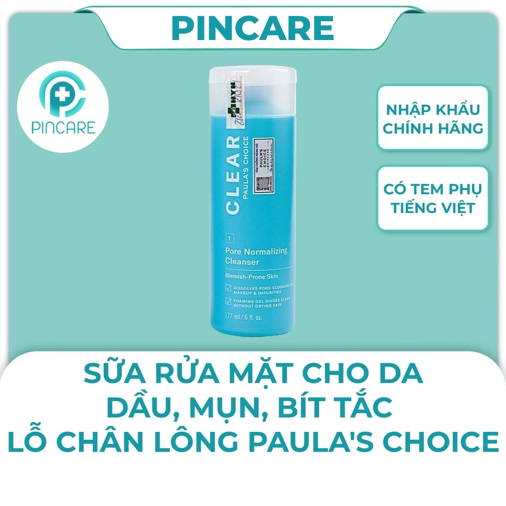 Sữa rửa mặt ngừa mụn, se khít lỗ chân lông Paula’s Choice Clear Pore Normalizing Cleanser 177ml - PinCare
