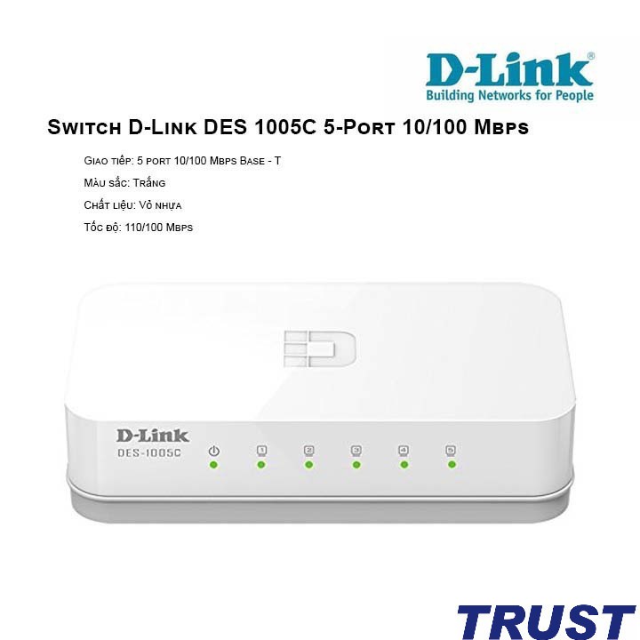 D-Link Switch 5 cổng 10/100Mbps - Thiết bị chuyển mạch D-LINK DES-1005C - Hàng chính hãng