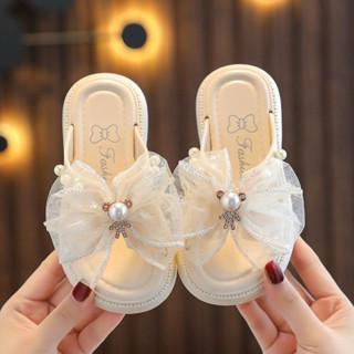 Dép Lê Nơ Lưới Gấu Ngọc Siêu Dễ Thương, Sang Chảnh Phong Cách Tiểu Thư Cho Bé Mẫu Hot Năm Nay 288+2