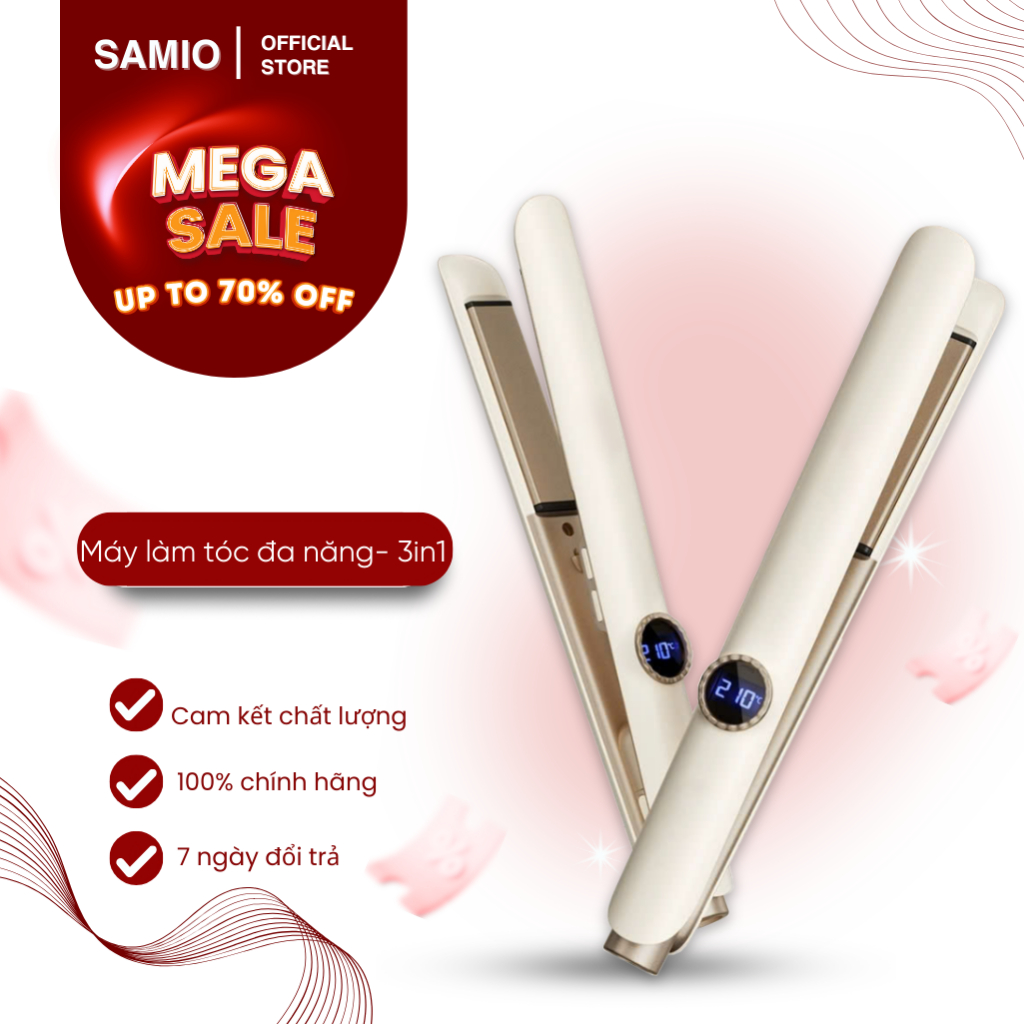 Máy Là Duỗi tóc công nghệ mới bảo vệ tóc, Máy Uốn Duỗi, Ép Là Tóc Tạo Kiểu Tóc Cao Cấp Màn Hình Led Hiện Thị - SAMIO DT2