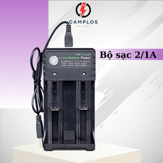Bộ sạc 2 pin 18650 14500 18500 21700 cổng USB đầu ra 1A đốc sạc pin lithium thông mình tự ngắt