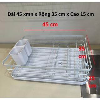 Giá Rổ úp bát đĩa có khay hứng nước kèm ống đũa, kệ bát đĩa