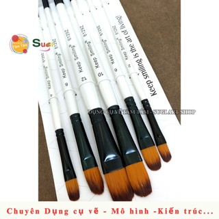[TÂM TÂM] Bộ Cọ Vẽ Thân Trắng Keep Smiling 6129 (6 Cây) – Cọ Vẽ Acrylic, Gouache, Watercolor