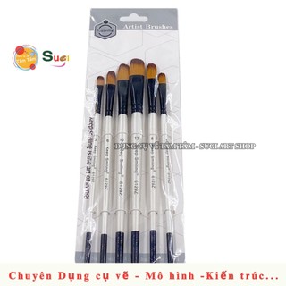 [TÂM TÂM] Bộ Cọ Vẽ Thân Trắng Keep Smiling 6129 (6 Cây) – Cọ Vẽ Acrylic, Gouache, Watercolor