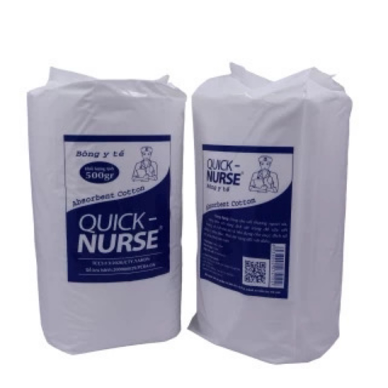 Bông y tế Quick Nurse  0,5kg ( tặng gói giấy ướt mini 12 tờ )
