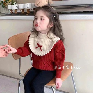 Áo len sweater cho bé gái HK KIDS, áo len dài tay thu đông thời trang Quảng Châu cao cấp size 2 đến 7 tuổi (mã 187)
