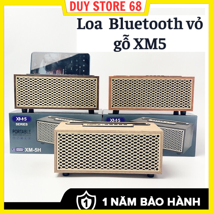 Loa bluetooth XM5 thùng gỗ , thiết kế sang trọng , có giá để điện thoại , âm thanh cực hay