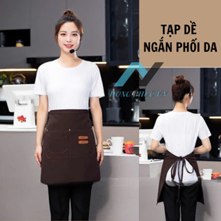 Tạp dề ngắn phối da cao cấp tạp dề nấu ăn