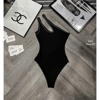 Áo body suit 2 dây chéo 1 bên vai cực xinh , chất thun gân mềm đẹp