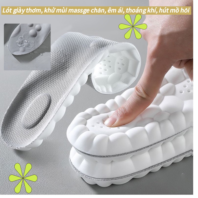 Lót giày Nam thể thao, Lót thơm khử mùi massage chân, đế cao su non êm ái, bảo vệ bàn chân.