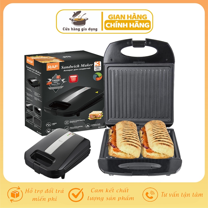 Máy nướng ép bánh mì, kẹp nóng giòn bánh mỳ kinh doanh chính háng RAF [BH 12 Tháng]