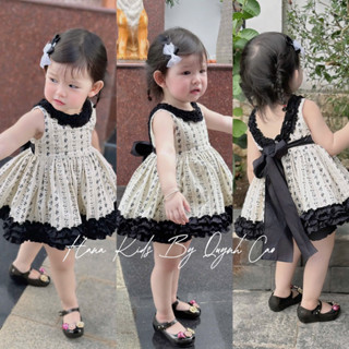 [Hàng chính chủ ko sỉ] Váy đầm lolita/tây ban nha kèm quần cho bé gái màu đen hoa siêu xinh