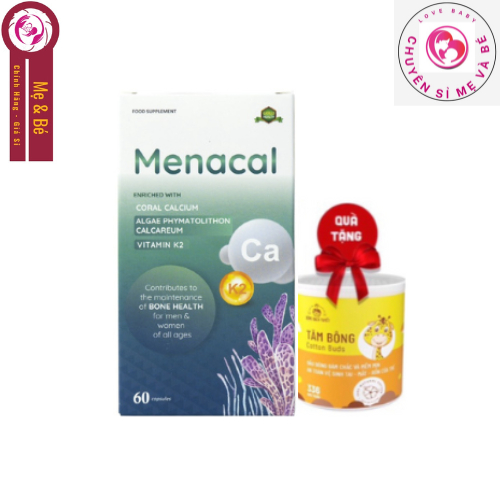 Menacal - Bổ sung Canxi tự nhiên từ Tảo biển, D3K2 Dễ hấp thu, Không gây nóng trong Hộp 60 viên date