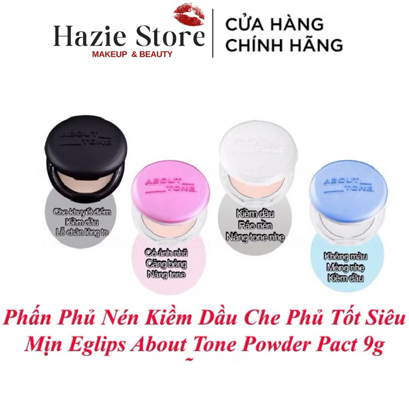 Phấn phủ About Tone Powder Pact, phấn phủ Eglips, phấn nén kiềm dầu, thuần chay Hàn Quốc 9gam