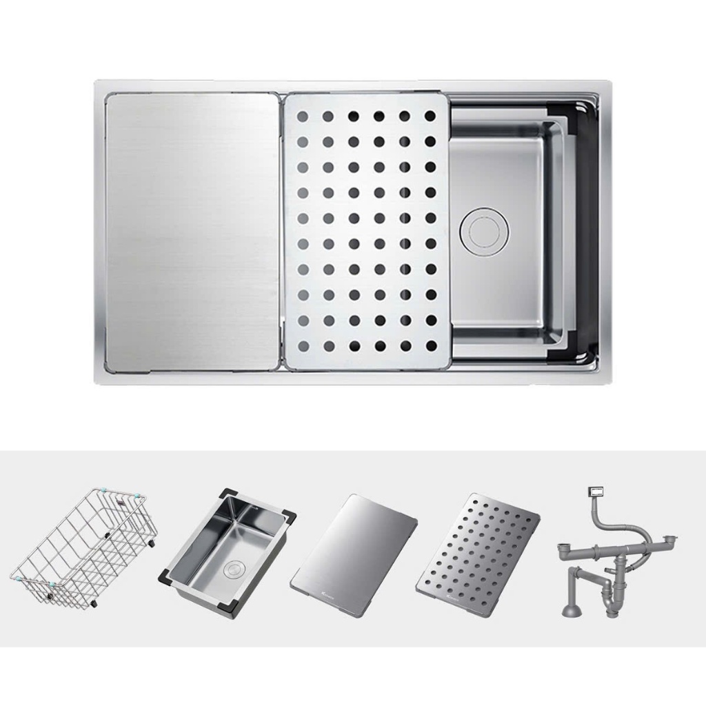 Chậu rửa bát chống xước Konox KN7644SU Dekor | KN8644SU Dekor | Tặng Vòi