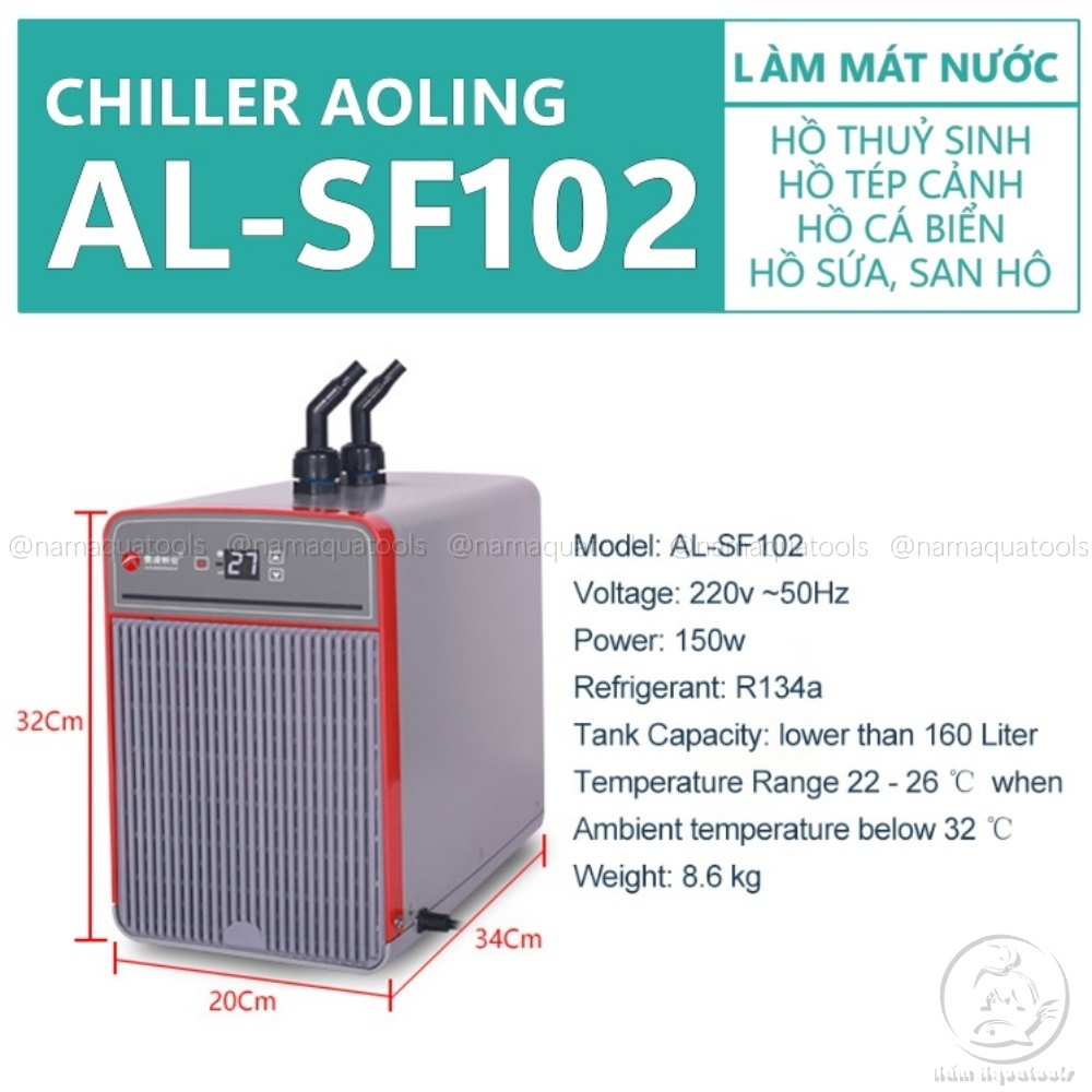 Chiller Aoling AL-SF102  Máy Làm Mát Hồ Cá Thuỷ Sinh, Làm Lạnh Nước Cho Máy Y Tế, Máy CNC