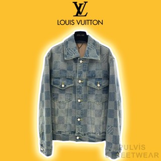 [Hight Quality] - Áo Khoác Luon Vuituoi Damier Washed Denim Jacket Indigo, Jacket jeans LV denim, Áo bò nam