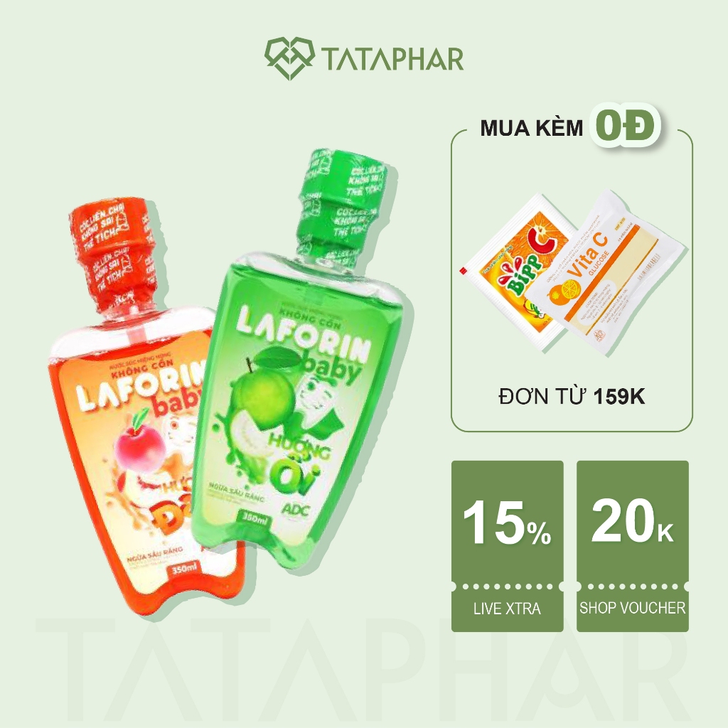 Nước súc miệng trẻ em Laforin baby Vệ sinh răng miệng, ngừa sâu răng - Hương cam, ổi, đào 350ml