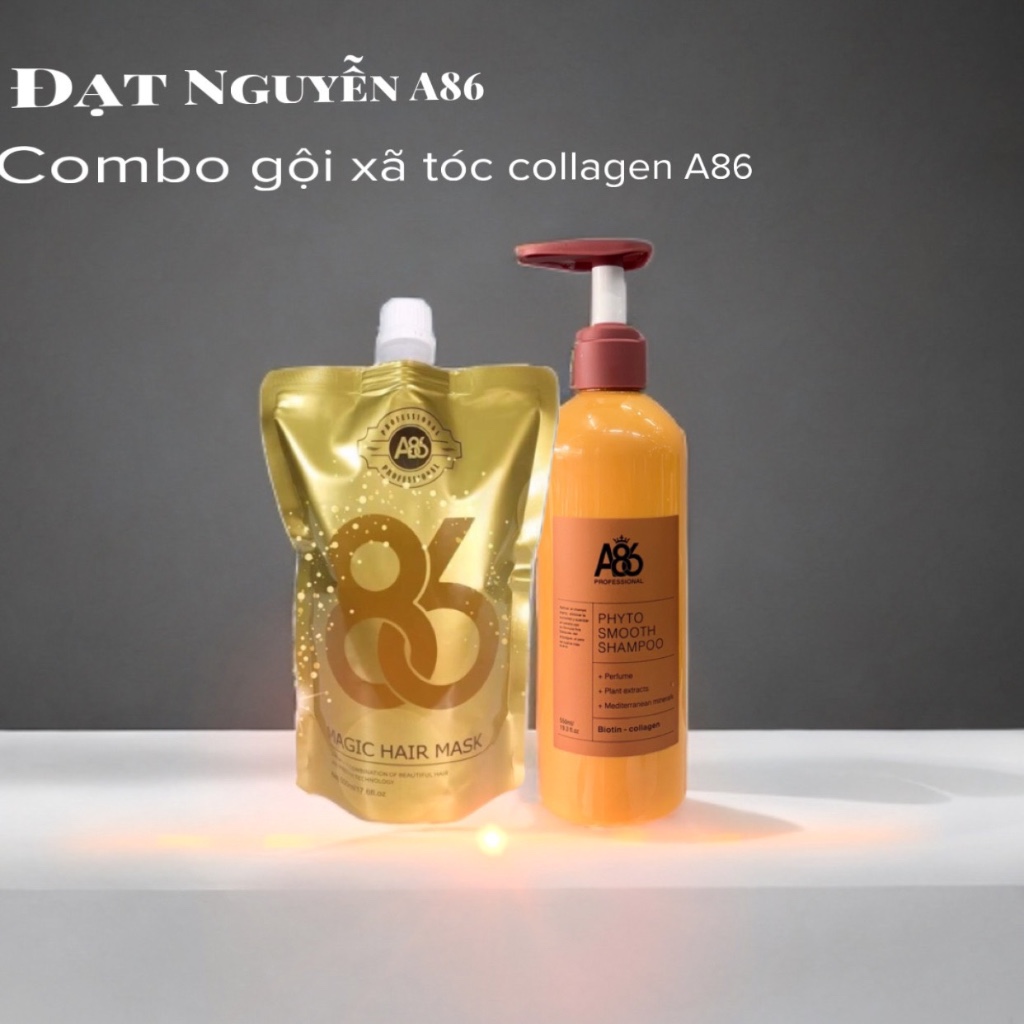 Combo gội xã Collagen A86 dung tích 550ml dưỡng tóc ủ tóc tại nhà hương thơm nước hoa