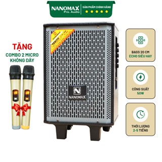 Loa Kéo Karaoke Mini Bluetooth Nanomax S-8C Bass 2 Tấc 20cm Công Suất 50W Có Đọc USB Thẻ Nhớ
