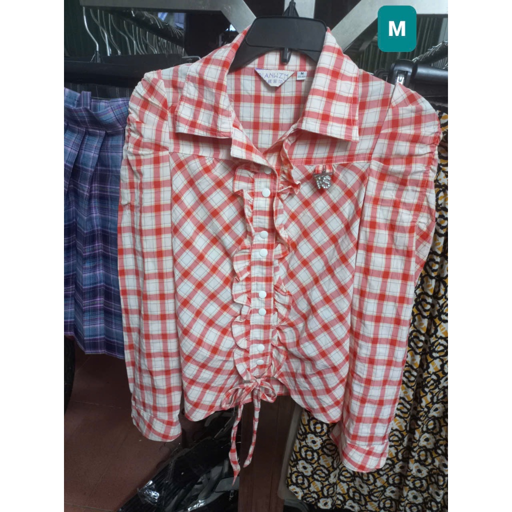 áo sơ mi caro đỏ M MS46